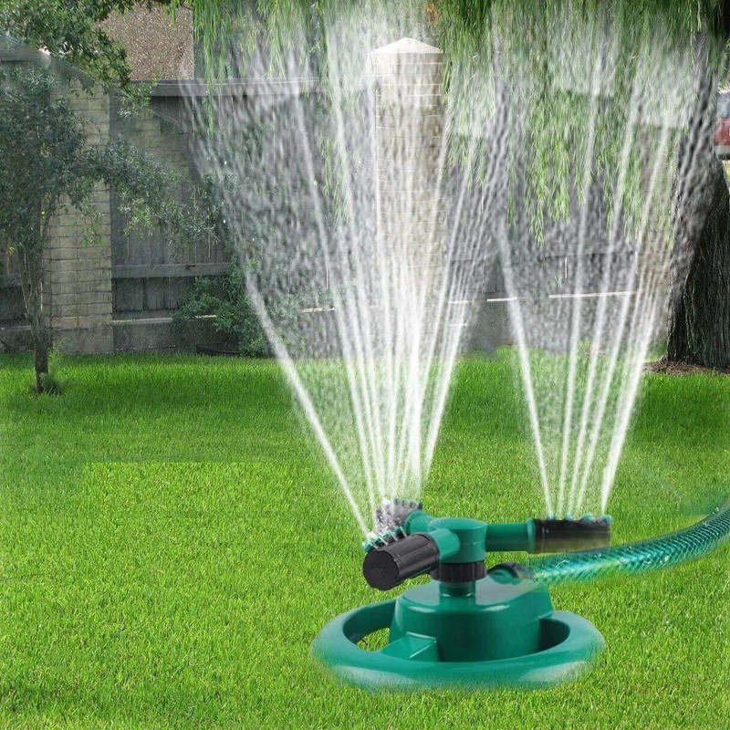 KAMALY Automatic 360 Degree 3 Arm Sprinkler for Watering Garden and Lawn Irrigation Yard Water Sprayer (Green) 1 L Hose-end Sprayer(Pack of 1)