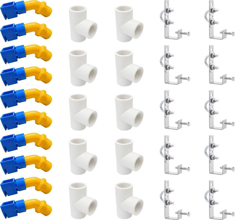 CulturalCart Solar Panel Cleaning Sprinkler UPVC Tee Connectors, Adjustable L-Type Clamps 1 L Hose-end Sprayer(Pack of 30)