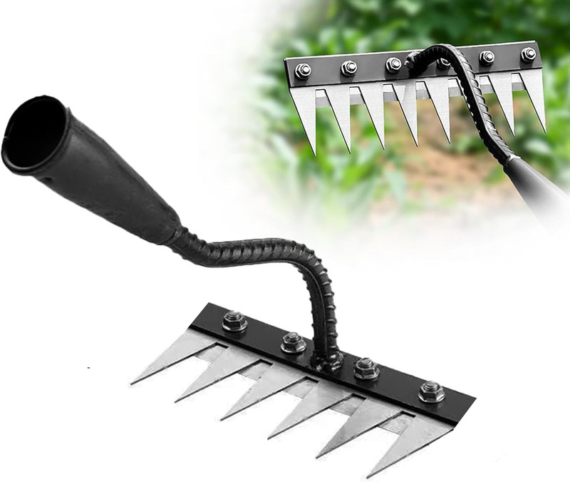 REDBUILD WEEDING RAKE 6 TEETH , HIGH CARBON STEEL Garden rake(7 cm)