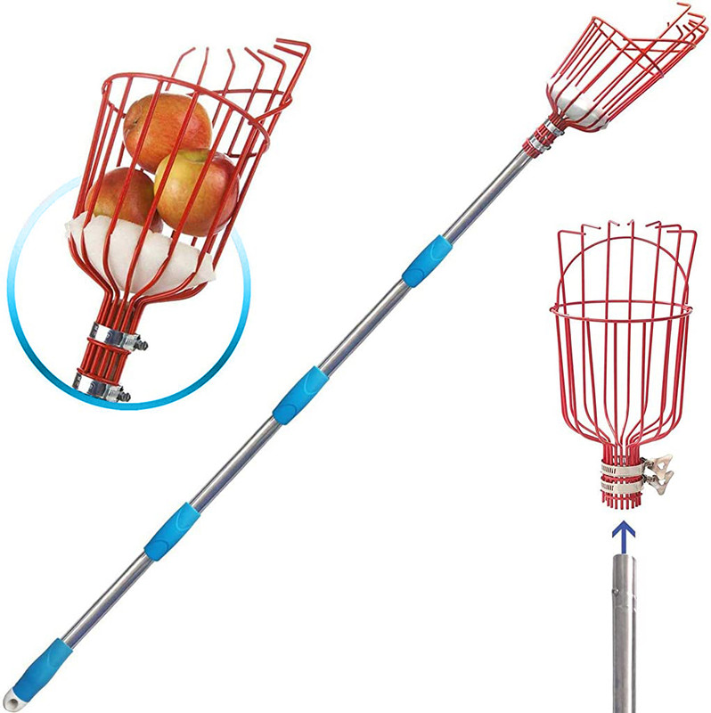 HANNEA Fruit Picker Tool, Fruit Picker with Basket and Pole Easy to Assemble & Use Garden Tool Kit(2 Tools)