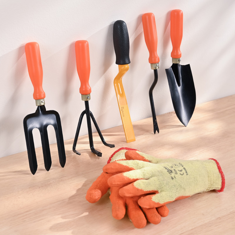 UGAOO Essential Gardening Hand Tools Set -Cultivator, Trowel, Weeder, Khurpi, Gloves Garden Tool Kit(6 Tools)
