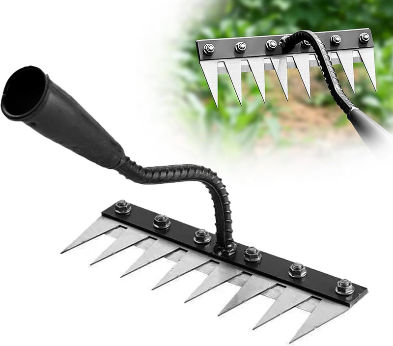REDBUILD WEEDING RAKE 6 TEETH , HIGH CARBON STEEL Garden rake(7 cm)