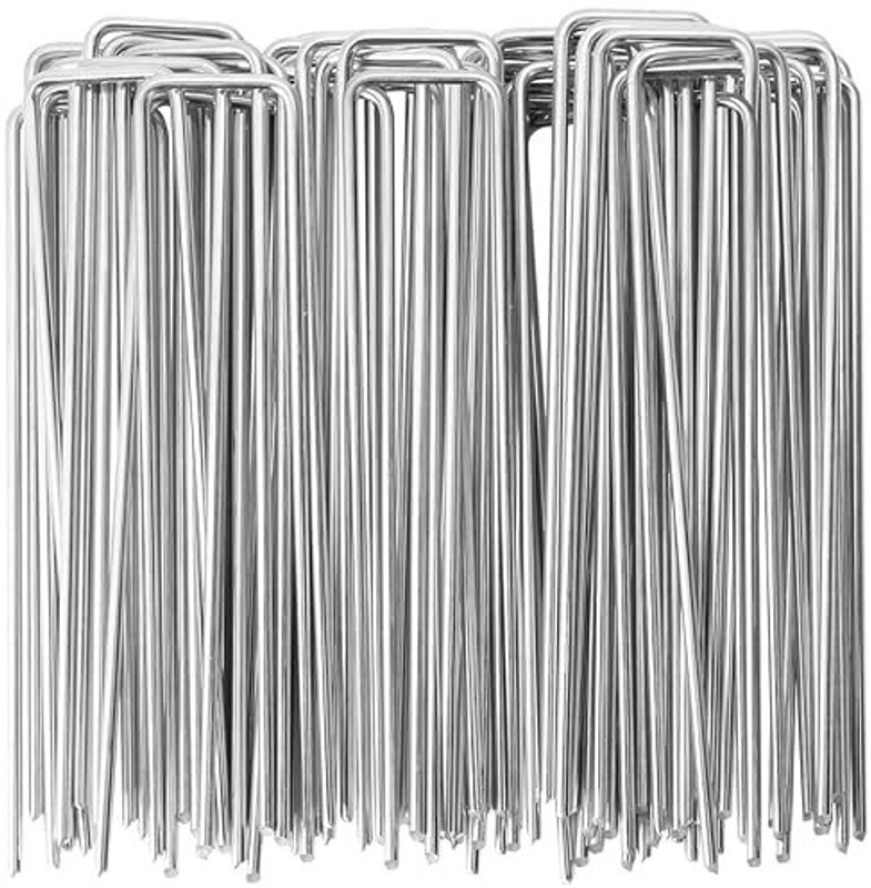 HHBR 10 Pcs Staples for Securing Landscape Fabric Galvanized Steel Garden Pegs(6 In) Garden Tool Kit(10 Tools)