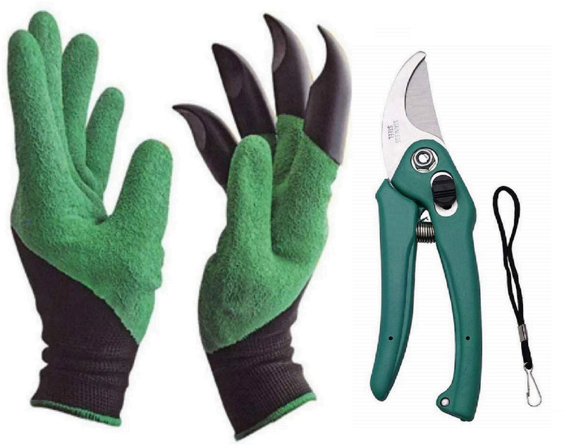 DEBS CARE Garden Scissors Pruning Flower Cutter Trimmer & Gloves with Built in Claws Gardening Shoulder Glove