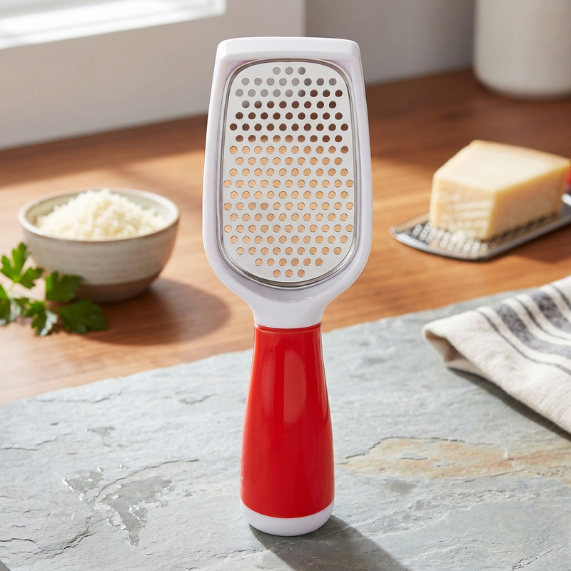 Shreedhar Impex Stainless Steel Handheld Cheese Grater with Ergonomic Non-Slip Red Handle Garlic Press(Multicolor)