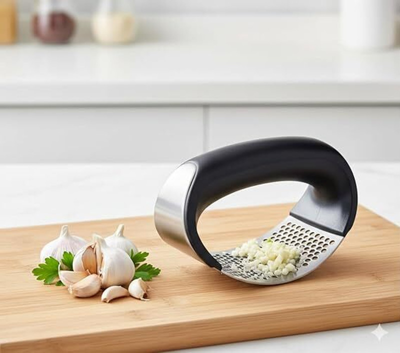 PUREPICKS GARLIC PRESS CRUSHE Garlic Press(White)