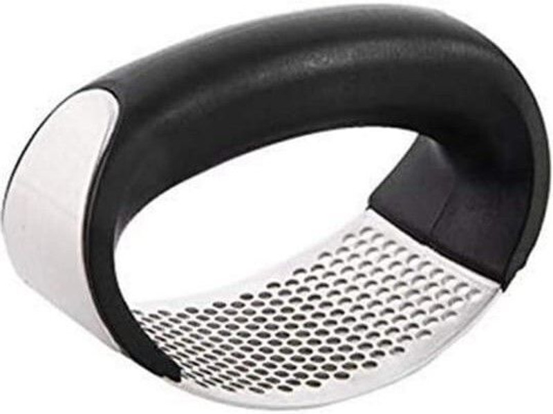 Decozia Stainless Steel Garlic Press Crusher with Easy Grip Handle | Kitchen Tool Garlic Press(Silver, Black)