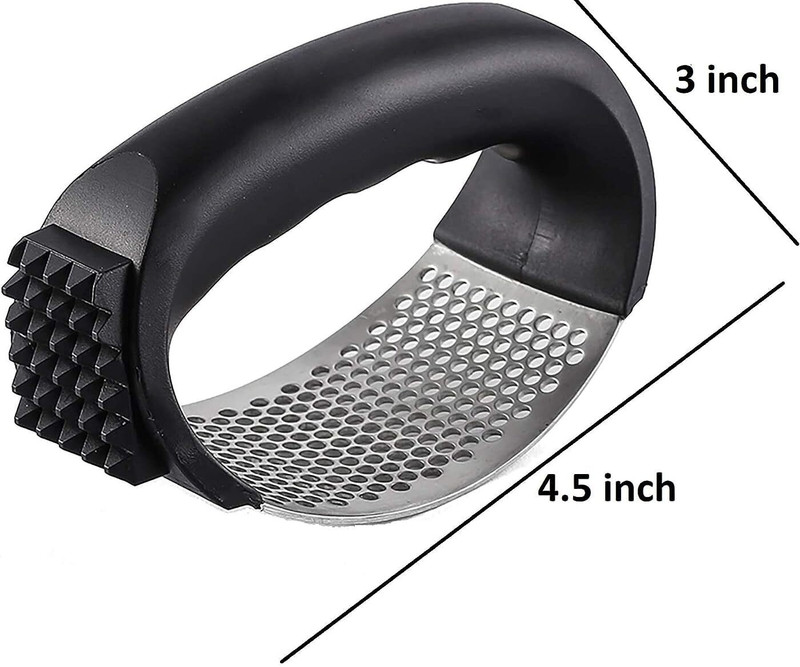 ihherjoy INNERJOY Stainless Steel Garlic Press Ergonomic Crusher & Mincer Kitchen Garlic Press(Silver, Black)