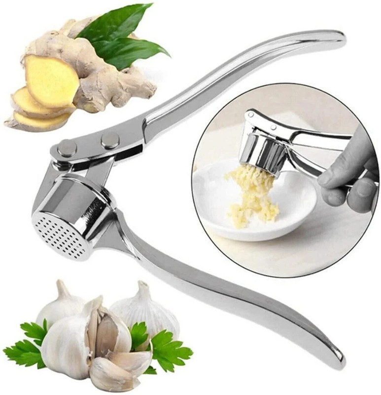 Global Impex Stainless Steel Finish (ZINC) Heavy Quality (150 Gram) Garlic Crusher Garlic Press(Silver)