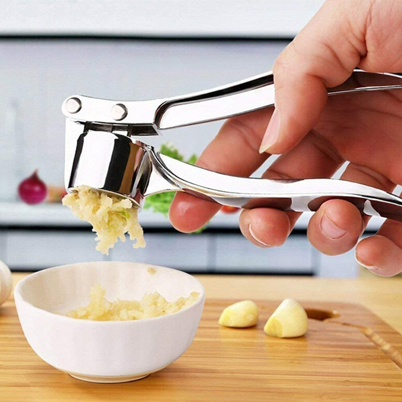 ASVMART Hand Tool for Garlic Presser Squeeze Press | Manual Crusher Masher Mincer Press Garlic Press(Silver)