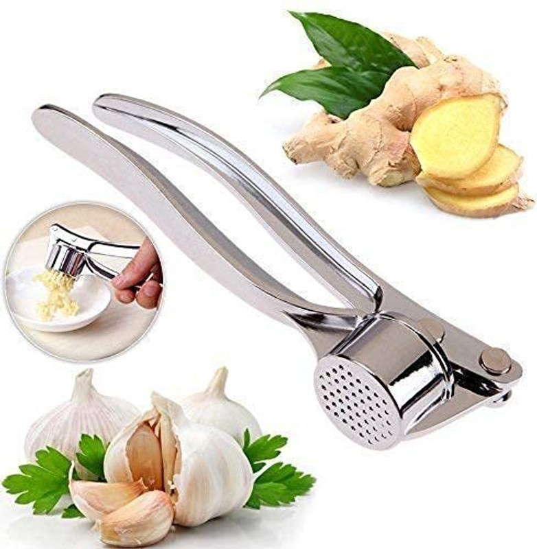 NHB BOUTIQUE Stainless Steel Multi-Function Manual Portable Curved Garlic Crusher/Presser Garlic Press(Steel)