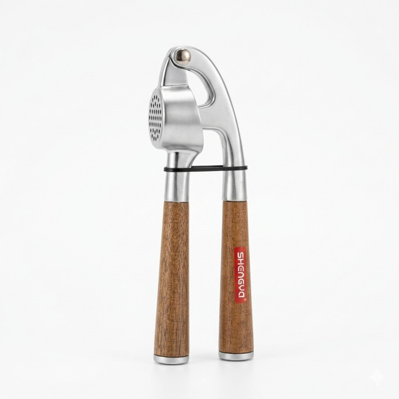 Daily Home Needs SS Garlic Crusher Stainless Steel Garlic Press Manual Kitchen Crusher Garlic Press(Brown)