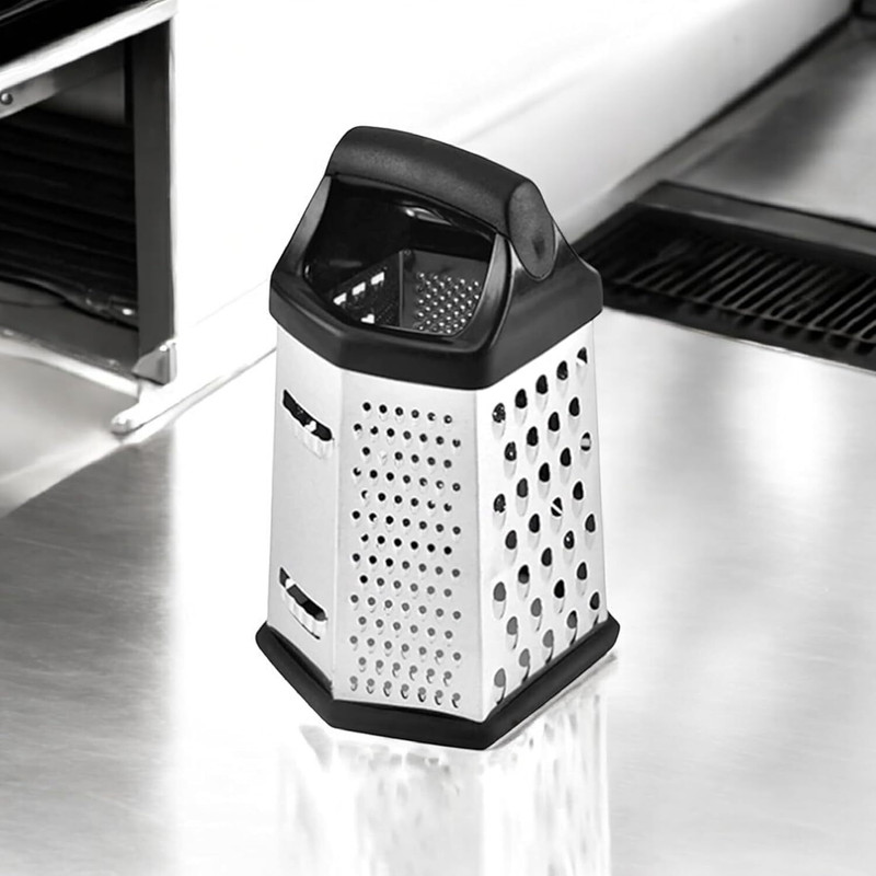vVINAYOM ChefLine Multi 6 Face Steel Grater with Ergonomic Handle Design Garlic Press(Silver)