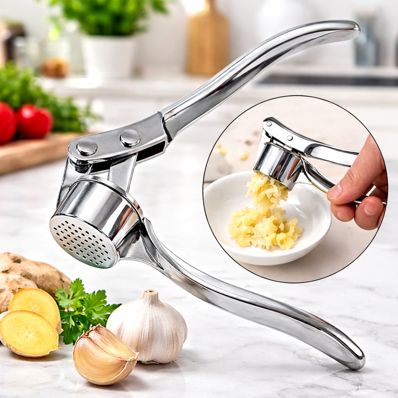 CKPAI Heavy Duty Garlic Crusher & Ginger Mincer Garlic Press(Silver)