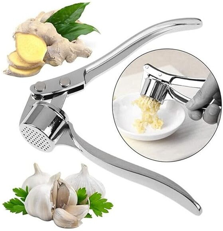 VKALB MART Stainless Steel Garlic Crusher & Ginger Mincer | Heavy Duty Garlic Press Tool Garlic Press(Steel)