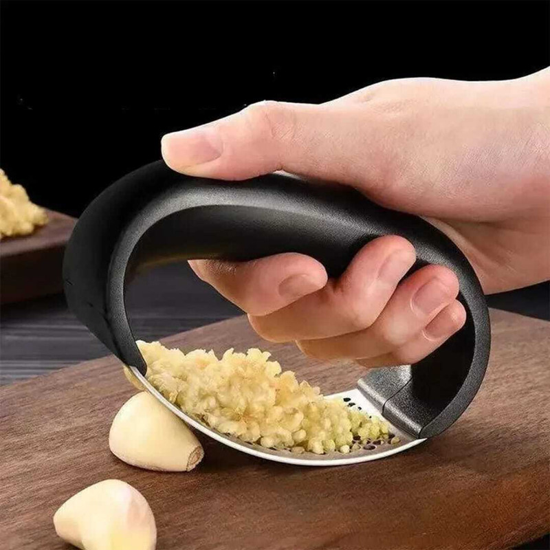 luxever LUXEVER Garlic/Ginger Press Rocker – Stainless Steel Handheld Crusher Garlic Press(Black)