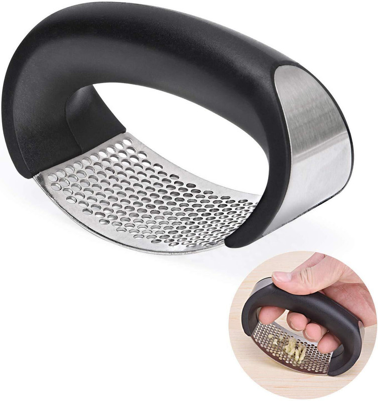 PARATPAR MALL Stainless Steel Garlic Presser/Crusher for Kitchen/Ginger Presser Garlic Press(Black, Silver)