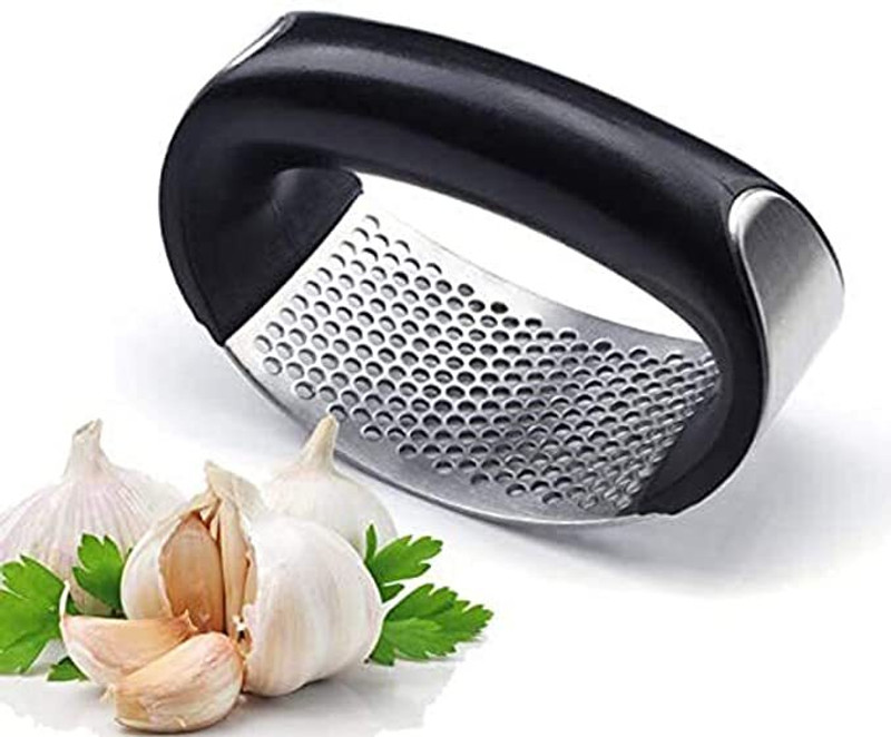 SD Enriching Beauty Garlic Presser Curved Garlic Grinding Slicer Chopper Cooking Gadgets for Kitchen Garlic Press(Black)