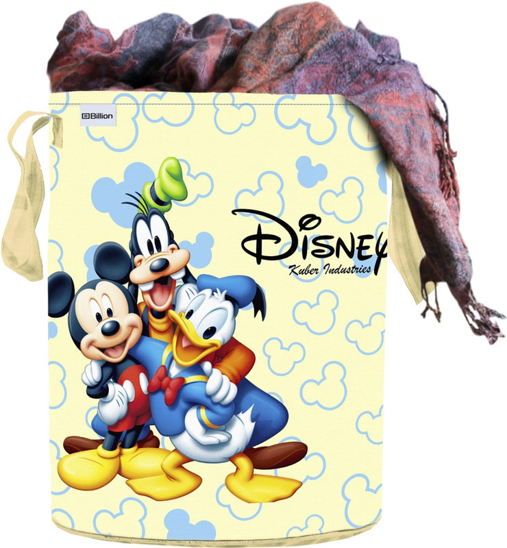 Billion Designer Disney Team Mickey Round Non Woven Fabric Foldable Laundry Basket , Toy Storage Basket, Cloth Storage Basket With Handles,45 Ltr (Cream)-31_S_Billion12049 31_S_Billion012049(Cream)