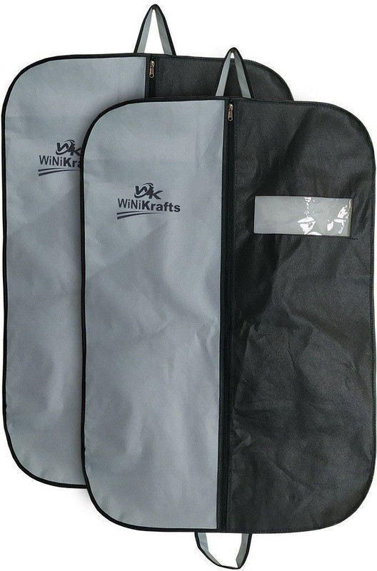 wini krafts 2 Non Woven Men's Coat Blazer, Foldover Breathable Garment Bag 2(Grey Black)