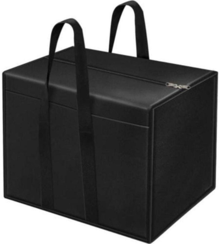 Mteaser Non Woven Multipurpose Heavy-Duty Storage Bag Large Foldable Organizer for Clothes, Sarees, Blankets, Bed Sheets & More | Zipper Closure & Handles for Travel, Home, Wardrobe Pack of 1(Black)