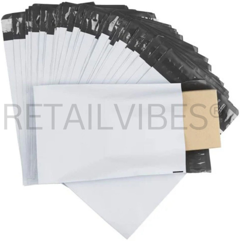 Retailvibes 6x8 Inch 50 Pcs Tamper Proof Courier Bags Envelopes Pouches Cover Polybags for Shipping Poly Bags for Shipping Packing Mailing 55 MICRON(White & Black)