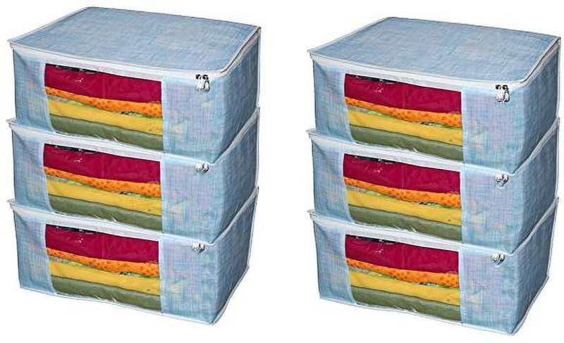 Champaran Industries Pack Of 10 Designer Floral Print saree cover/Storage Box/Cloth organizer Cotton Laundry Bag(Pink)