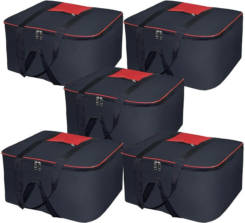 ShubhKraft Jumbo Organizer|Jumbo Organizer Box| With Zippered Closure And Handle| Bag Jumbo Size|Under Bed Underbed Storage Bag Moisture Proof Cloth Organiser(Black, Red)