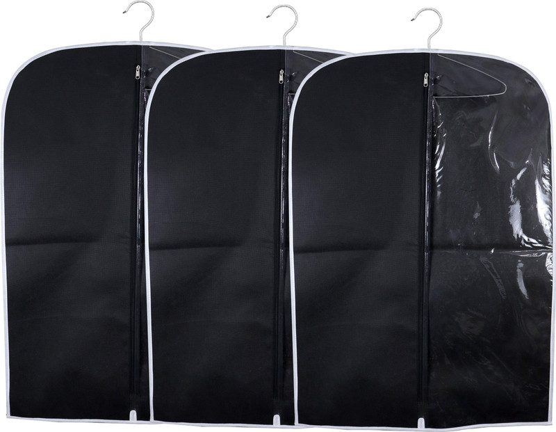 CHAMPARAN One Side Transparent Coat/suit/Blazer Cover Cotton Laundry Bag(Black)