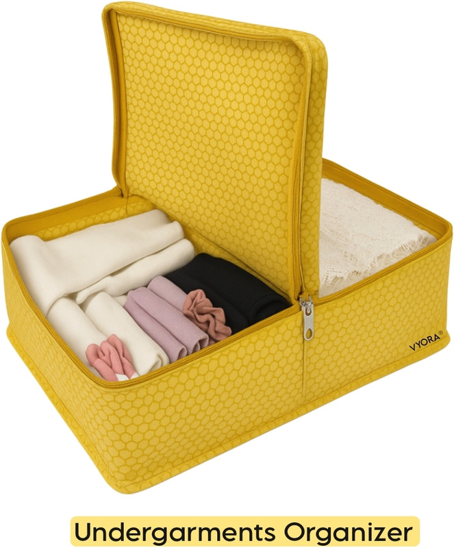 VYORA Undergarments Storage bag Undergarments organizer Lingerie organizer Baby cloth cover Organizer box Doli printed Cloth organiser Socks organizer Hosiery Pouch Storage organiser for clothes Wardrobe organizer(Golden)