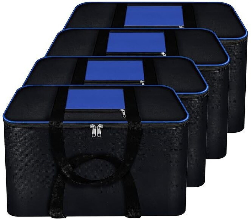 Arihant Collection Pack of 4 Large Foldable Storage Bags with Zipper Durable Non Woven Fabric Clothes Organiser with Handles Travel Organizer Bag for Wardrobe, Toys & Seasonal Storage(Blue mix Black)