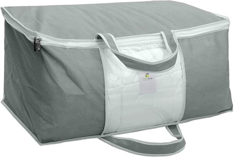FARHAN INDUSTRIES Grey Underbed Blanket Rectangular Storage Bag Organizer with Side Handle Big Size Underbed Water Proof Storage Bag/Storage Organizer for Storing Blanket, Clothes Cover, Saree Cover with Zipper Closure Pack of 1(Grey)