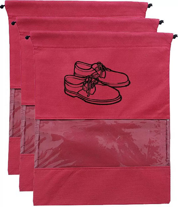 FEVWEL Shoe Cover Travel Shoe Bag Shoe Pouch for Travelling Pack of 3 Pc Maroon Shoe Cover for Travel(Maroon)