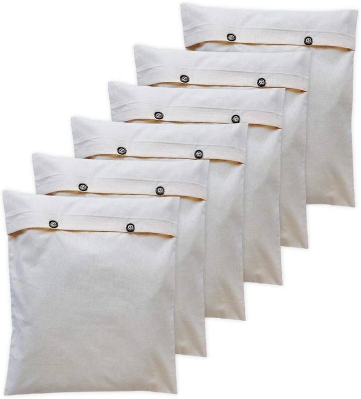 ASFUN Saree Cover Cotton Saree Cover / Bag for Storage Wardrobe Set of - 6 (16 x 14 Inches ) Saree Cover Wardrobe Organizer Garment Cover Sari Bag for Clothes Storage(Off White)