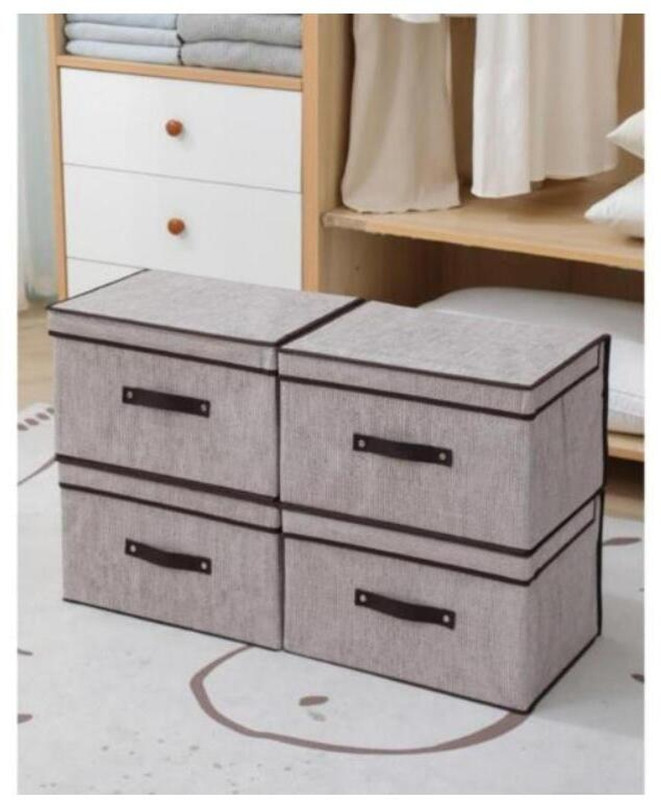 Gemstones Dustproof Collapsible Cupboard Storage Bin for Bedroom & Home 4 Piece Large Capacity Wardrobe Organizer for Clothes, Blankets, Sarees & Quilts Large Capacity Wardrobe Organizer for Clothes, Blankets, Sarees & Quilts(Brown)