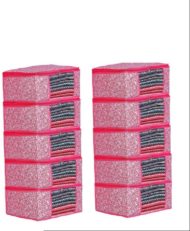 DCI Saree cover Saree Cover Premium High-Quality Trendy Storage Bag For Wardrobe Organizer 10 Saree Cover Premium High-Quality Trendy Storage Bag For Wardrobe Organizer 10(Pink)