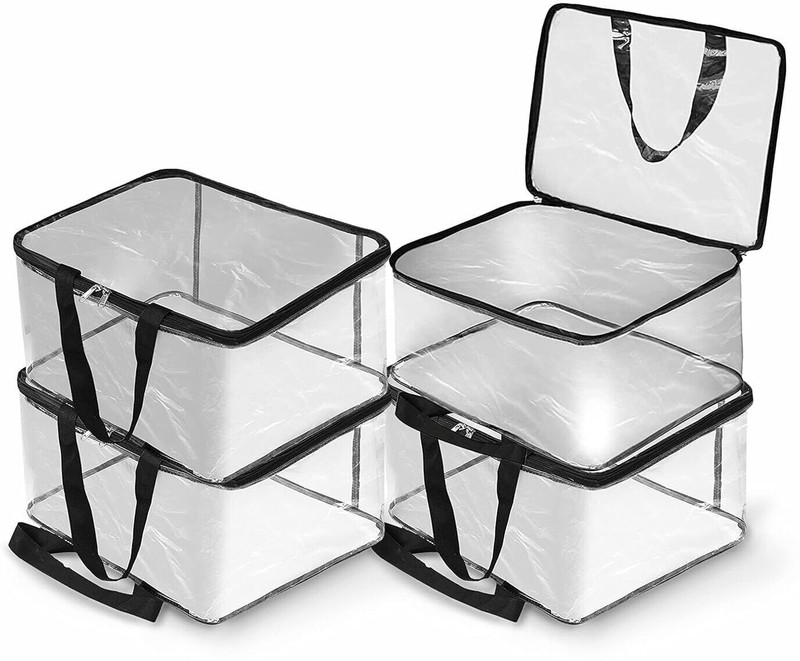 Pankhuri Pack of 4 Bags With Handle Large Capacity, Zipper Closure, Foldable Box Use For Saree Storage(Black)