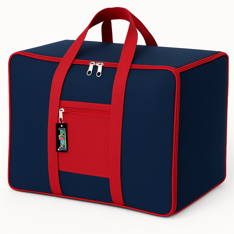 Cool Buddyzz Moisture Proof Nylon Large Moisture Proof Nylon Large Moisture Proof Nylon Large Size Underbed Storage Bag For Clothes 55 x 46 x 28 cm) , Rectangular(Red Navy)