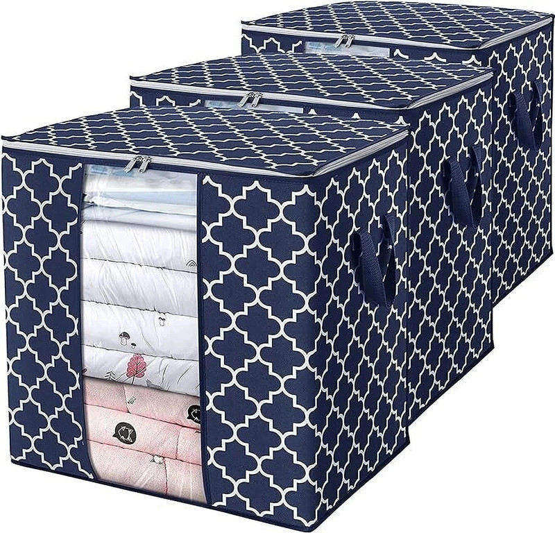 STORAZE Saree cover Storage Bags, Large Blanket Clothes Organization 20(Blue)