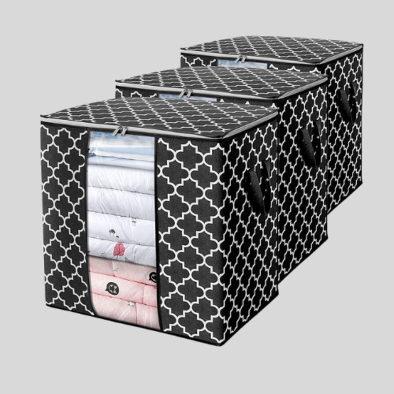 STORAZE PVC Large Blanket Clothes Organization and Storage Containers for Bedding NA(Black)