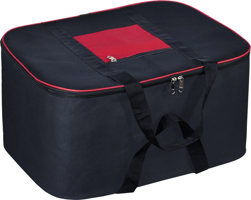 STORITE Moisture Proof Underbed Storage Bag For Clothes Blankets/Saree With Zipper Closure & Handle Rectangular 54x46x28 Cm(Black)