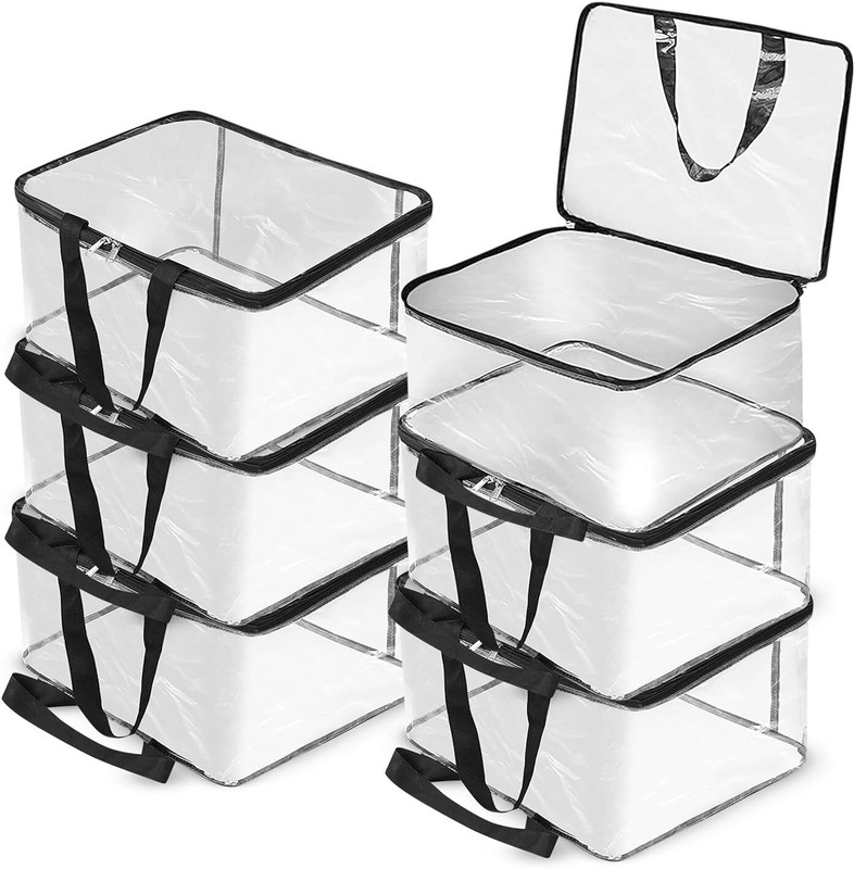 HOMIFY Transparent PVC Storage Bag with zipper for Saree, Clothes, Lehenga, Blankets, Bedsheets, Toys | Wardrobe Organizer, Cloth organizer _(PACK OF 6)_ garment cover, Clear Storage Box Bag, 40x32x22 Cm(Transparent)