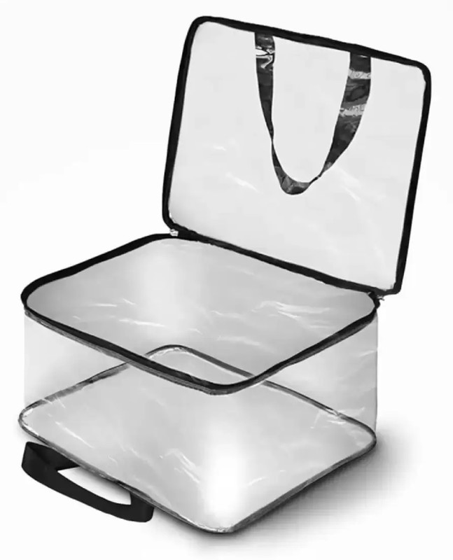FEVWEL Multipurpose Transparent Storage Bag for Clothes, cloth organizer Garment Cover PVC Packing box for clothes Pack - 1 Saree Cover, Toys, Stationary(Transparent, Black)