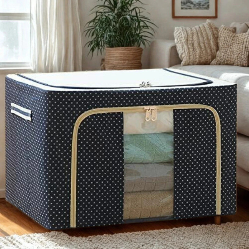 AshmakamMart Dress Box for Clothes Storage – 66L Steel Frame Organizer with Handle Dress Box for Clothes Storage – 66L Steel Frame Organizer with Handle Dress Box for Clothes Storage – 66L Steel Frame Organizer with Handle(Multicolor)
