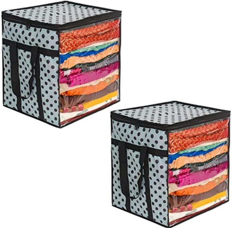 Aaliya Saree Covers With Zip Set Off2 Poly-canvas Laundry Bag(Black & White)
