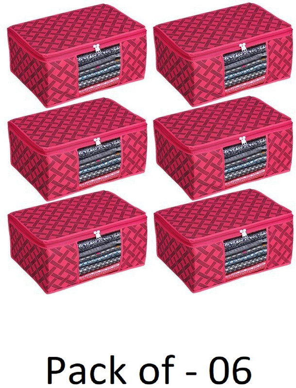 DCI Saree cover Storage Bags for Clothes with primum Quality cover for Wardrobe Pack of 06 Pack of 06(Pink)