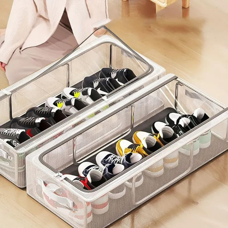 Ashmakam Foldable Shoe Rack – Durable Plastic Shoe Box Storage – Foldable Design for Shoes & Accessories Waterproof & Easy to Clean Material(White)
