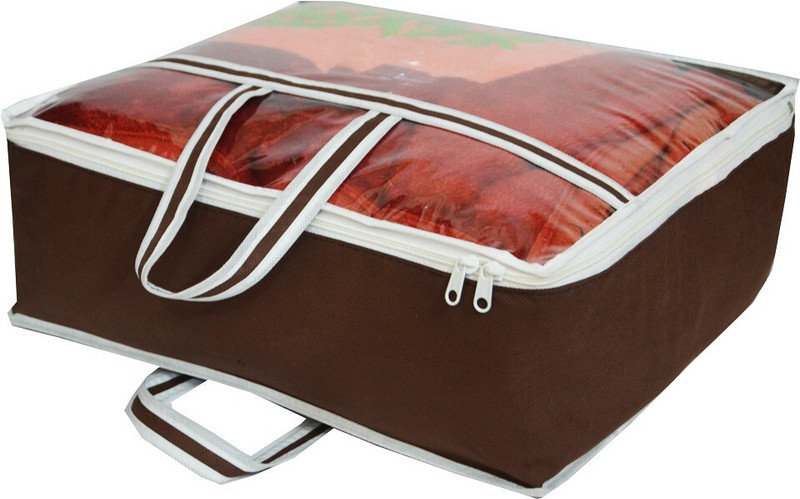 Ankit International Blanket Cover Designer Underbed Front Trasparent Storage Organizer Blanket Cover Bag AI2001A(Coffee)
