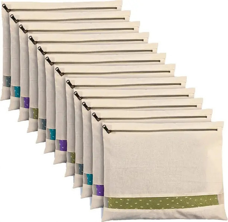 KRIOVELLEA Cloth Cover Cotton Saree Cover Set of 12 with Zip | Cloth Storage Cover for Saree & Garments KRIO-SC-12PC-01(Beige)