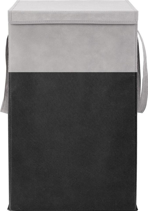 SV.ENTERPRISE Laundry Storage Box Basket For Clothes With Lid And Side Handle For Washing Clothes,Baby Toys Box,Dirty Dress-Set Of 1, StorageBox1 Black/Grey(Black/Grey)